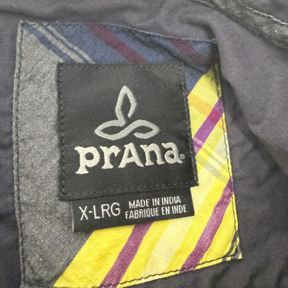 prAna Mens XL Plaid Organic Cotton Short Sleeve Button Down Shirt M11170312 Gray - Picture 4 of 9